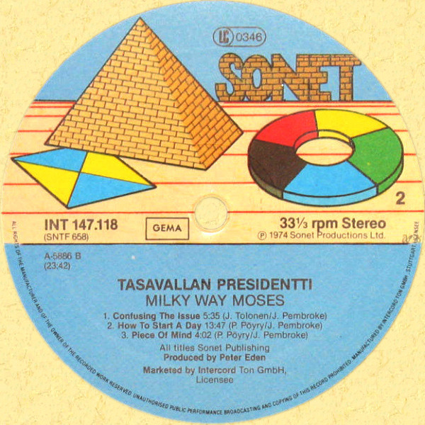 Intercord/Sonet-julkaisun (1981) etiketti