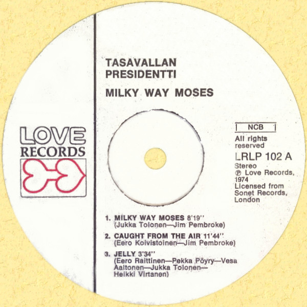 Alkuperäisen Love Revords -julkaisun (1974) etiketti