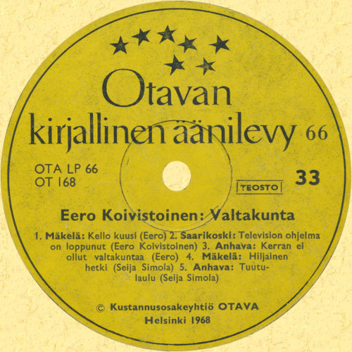 Etiketti LP-painoksesta 1968